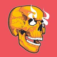 crâne de style pop art avec des yeux fumants vecteur