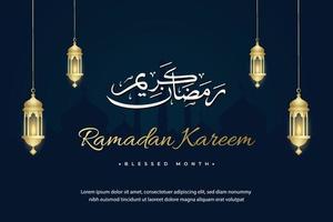 Kareem Ramadan. conception de fond islamique avec calligraphie arabe et ornement vecteur