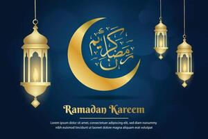 Kareem Ramadan. conception de fond islamique avec calligraphie arabe et ornement vecteur