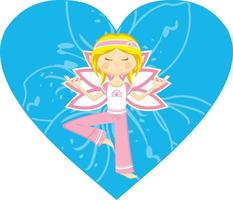 mignonne dessin animé méditer yoga fille dans cœur illustration vecteur