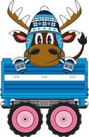 dessin animé laineux chapeau Noël renne dans bande annonce vecteur