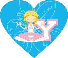 y est pour yoga alphabet apprentissage illustration vecteur