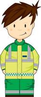 mignonne dessin animé Britanique ambulance homme paramédical vecteur
