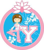 y est pour yoga alphabet apprentissage illustration vecteur