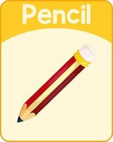 carte de mot anglais éducatif de crayon vecteur