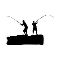 silhouette vecteur conception de deux gens pêche