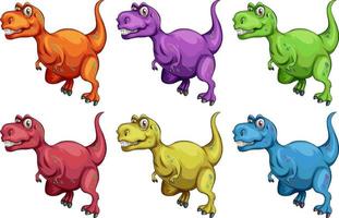 ensemble de personnage de dessin animé de dinosaure raptorex vecteur
