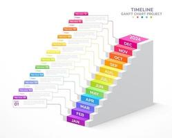 chronologie gantt graphique escalier infographie pas modèle Contexte vecteur