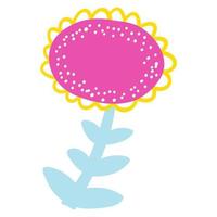 main tiré abstrait plante. vecteur illustration de minimaliste coloré fleur, naïve art