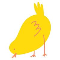 mignonne dessin animé poulet. minimaliste main tiré ferme animal, Pâques poussin pour textile imprimer, carte, les enfants jeu, affiche vecteur