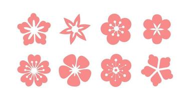 Sakura Icônes. Cerise fleur élément ensemble. vecteur plat illustration