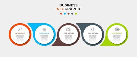 modèle infographie entreprise minimale. chronologie avec 5 étapes, options et icônes marketing .vector infographie linéaire avec deux éléments connectés en cercle. peut être utilisé pour la présentation vecteur