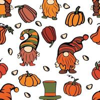 sans couture modèle avec action de grâces gnomes et citrouilles. adapté pour textile, tissu, papier peint vecteur