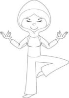 mignonne dessin animé méditer yoga fille dans sweat à capuche illustration vecteur