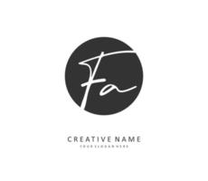 F une FA initiale lettre écriture et Signature logo. une concept écriture initiale logo avec modèle élément. vecteur