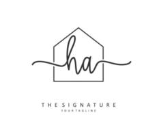 h une Ha initiale lettre écriture et Signature logo. une concept écriture initiale logo avec modèle élément. vecteur