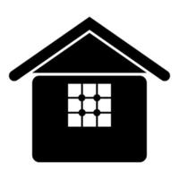 Accueil avec fenêtre maison réel biens résidence icône noir Couleur vecteur illustration image plat style