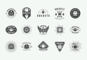ensemble de ancien le rugby et américain Football Étiquettes, emblèmes, badges et logo. vecteur