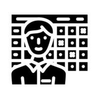entretien planificateur réparation ouvrier glyphe icône vecteur illustration