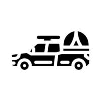 voiture touristique tente vacances glyphe icône vecteur illustration