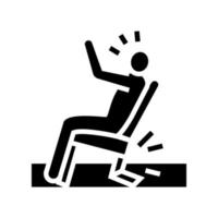 tomber chaise homme accident glyphe icône vecteur illustration
