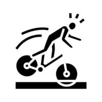 tomber bicyclette homme accident glyphe icône vecteur illustration