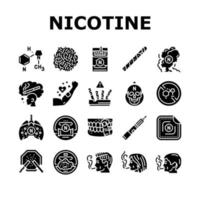 nicotine cigarette le tabac fumée Icônes ensemble vecteur