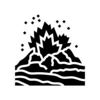 dangereux exploser volcan glyphe icône vecteur illustration