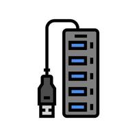 USB centre Accueil Bureau Couleur icône vecteur illustration
