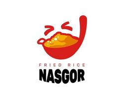 illustration de cuisine nasi goreng avec clin d'œil icône vecteur