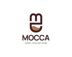 moderne café magasin logo avec m lettre et tasse de café vecteur