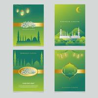 ensemble de cartes de voeux ramadan vecteur