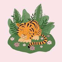 marrant tigre. symbole de le année selon à le chinois calendrier clipart. vecteur illustration dans une plat style.