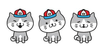 chat vecteur icône logo chaton personnage casquette dessin animé illustration griffonnage