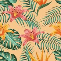 motif floral sans couture avec des feuilles. fond tropical vecteur