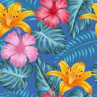 motif floral sans couture avec des feuilles. fond tropical vecteur