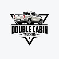 double cabine un camion emblème logo conception vecteur isolé