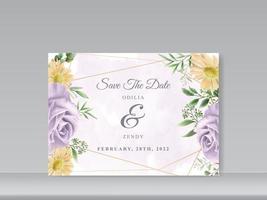 invitation de carte de mariage avec une belle main floral dessiné vecteur