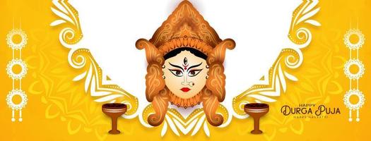 durga puja et content navratri Festival bannière avec déesse durga visage vecteur