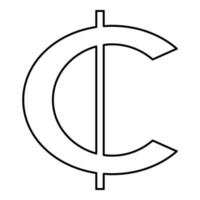 Ghana cedi devise symbole argent signe en espèces ghs ghanéen contour contour ligne icône noir Couleur vecteur illustration image mince plat style