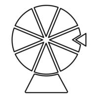 roue de fortune chanceux roulette filage Jeu chance concept contour contour ligne icône noir Couleur vecteur illustration image mince plat style