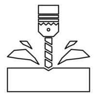 percer avec cartouche Matériel En traitement copeaux bit Stationnaire utilisation contour contour ligne icône noir Couleur vecteur illustration image mince plat style