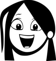 noir et blanc de mignonne femme dessin animé vecteur