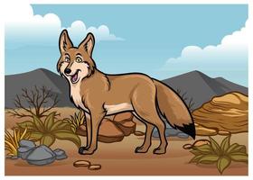 dessin animé coyotes illustration dans le désert vecteur