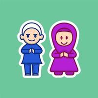 mignonne musulman couple dessin animé vecteur