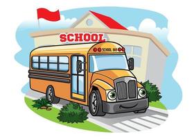 dessin animé école autobus illustration à le école vecteur