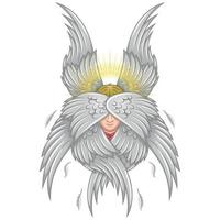 vecteur conception de séraphin avec six ailes, angélique visage de catholique religion, archange avec Halo et plumes