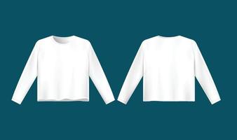 3d fille blanc T-shirt avec longue manche vecteur