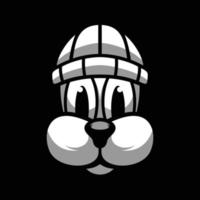 chien noir et blanc mascotte conception vecteur