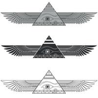 silhouette de pyramide ailée avec oeil d'horus